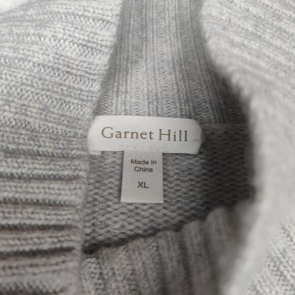 Garnet Hill Cable Detail Cashmere Tunic Sweater XL Gray Turtleneck Oversized - Picture 7 of 12